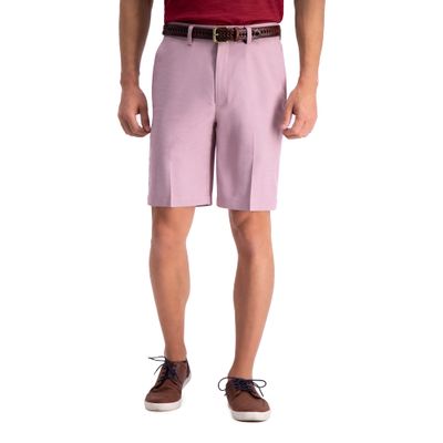 Haggar Men's Cool 18 PRO Stretch Solid Oxford Flat Front Short Shorts, red, 42