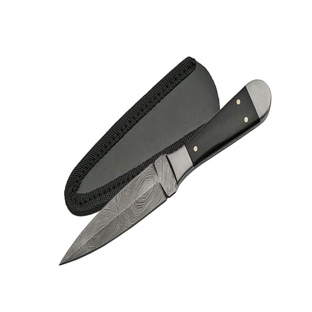 Rite Edge SANZ Damascus Hunting Knife 6.5 Inch - Camping Knife with Wood Handle, Full Tang Blade & Sheath - Outdoor Knife for Hunting, Camping & Outdoor uses