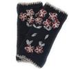 Ella Sussman Hand Knit Fingerless Embroidered Flower Winter Wool Texting Gloves Mittens Warm Fleece Lined (Black) view 2