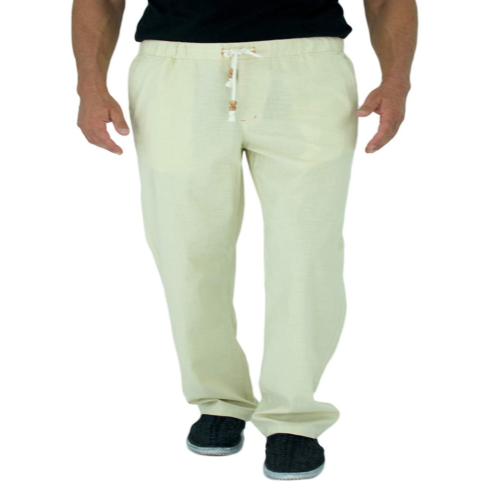 short fin Mens Beach Pants W/Full Elastic Waistband. Made with Stretch Cotton (Stone Size 34X32 C8023)