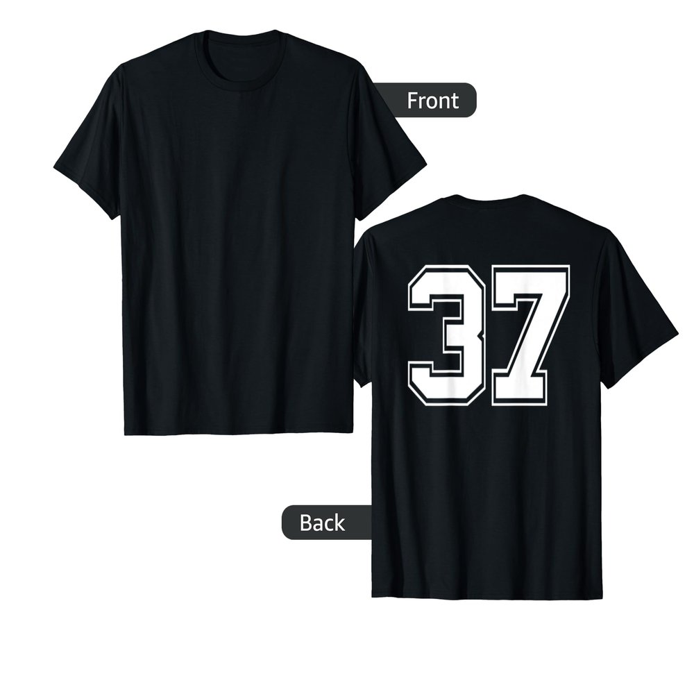 Number 37 Football Baseball Soccer Jersey Uniform T Shirt
