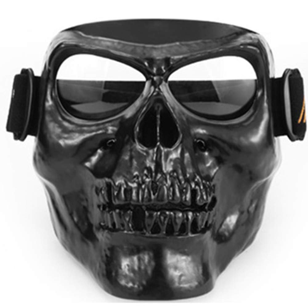 Motorcycle Goggles Skull Mask UV Proof Windproof Anti-fog Protective Detachable Adjustable Tactical Glasses for Paintball/Skiing/Riding/Cycling/Halloween/Costume Ball