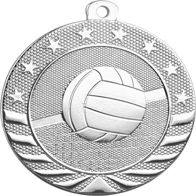 Express Medals Die-Stamped Solid Medal Award Medallion with a Detailed Bright Silver Finish, and a Traditional Red White and Blue Neck Ribbon and Easy Attach Clip.