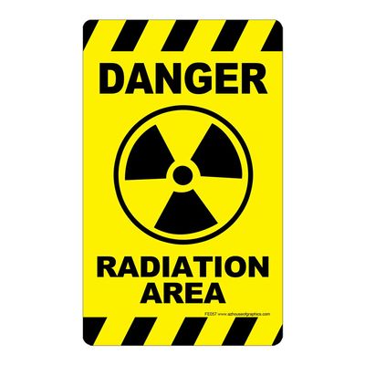 Danger Radiation Area Stickers - 5in x 3in - 25 Pack