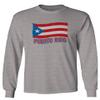 0037 Bandera Puerto Rico Flag Boricua Puerto Rican Nuyorican Pride Men's Long Sleeve t Shirt (Light Gray 2X Large) view 1