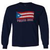 0037 Bandera Puerto Rico Flag Boricua Puerto Rican Nuyorican Pride Men's Long Sleeve t Shirt (Navy Blue, Small) view 1