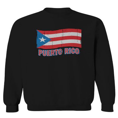 0037 Bandera Puerto Rico Flag Boricua Puerto Rican Nuyorican Pride Men's Crewneck Sweatshirt (Black Small)