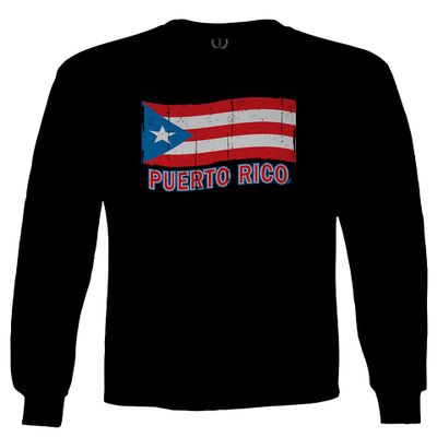 0037 Bandera Puerto Rico Flag Boricua Puerto Rican Nuyorican Pride Men's Long Sleeve t Shirt (Black, Small)
