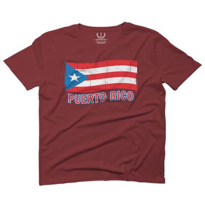 0037 Bandera Puerto Rico Flag Boricua Puerto Rican Nuyorican Pride for Men T Shirt (Maroon, 2X Largel)