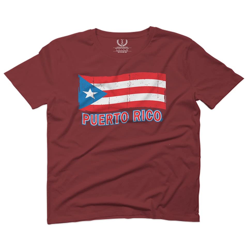 0037 Bandera Puerto Rico Flag Boricua Puerto Rican Nuyorican Pride for Men T Shirt (Maroon, 2X Largel)
