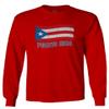 0037 Bandera Puerto Rico Flag Boricua Puerto Rican Nuyorican Pride Men's Long Sleeve t Shirt (Red, Small) view 1