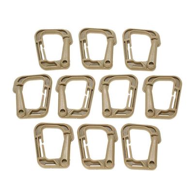 AKOAK 10 Pack Multipurpose Coyote Tan D-Ring Plastic Buckle Locking Hanging Hooks Backpack Hanging Locks Snap Keychains for Backpack Straps Webbing Paracord Bracelet Outdoor Tool