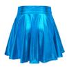 EXCHIC Women's Shiny Metallic Wet Look Stretchy Flared Mini Skater Skirt (S, Lake Blue) view 2