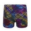 Agoky Kids Girls Shiny Fish Mermaid Scales Printed Dance Gymnastic Workout Shorts Colorful 3-4 view 2