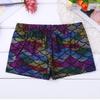 Agoky Kids Girls Shiny Fish Mermaid Scales Printed Dance Gymnastic Workout Shorts Colorful 3-4 view 3