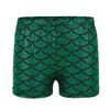 Agoky Kids Girls Shiny Fish Mermaid Scales Printed Dance Gymnastic Workout Shorts Green 3-4 view 1