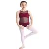 Agoky Little Big Girls Mesh Splice Dance Clothing Set Camisole Retro Gymnastics Leotard Unitard Biketard Ballet Dancewear Burgundy 3-4 Years view 3