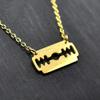 AOCHEE Stainless Steel Razor Blade Pendant Charm Necklace 3 Colors Engraved Unisex Jewelry 18" view 4