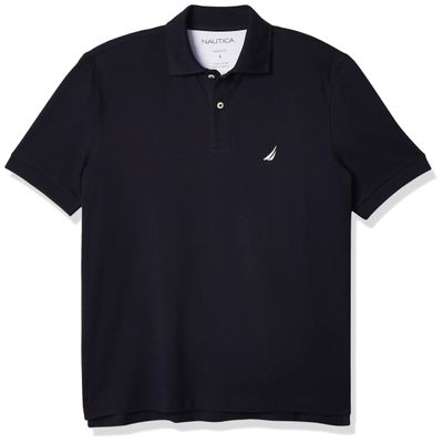 Nautica Men's Short Sleeve Solid Cotton Pique Polo Shirt (Medium, Navy 401)