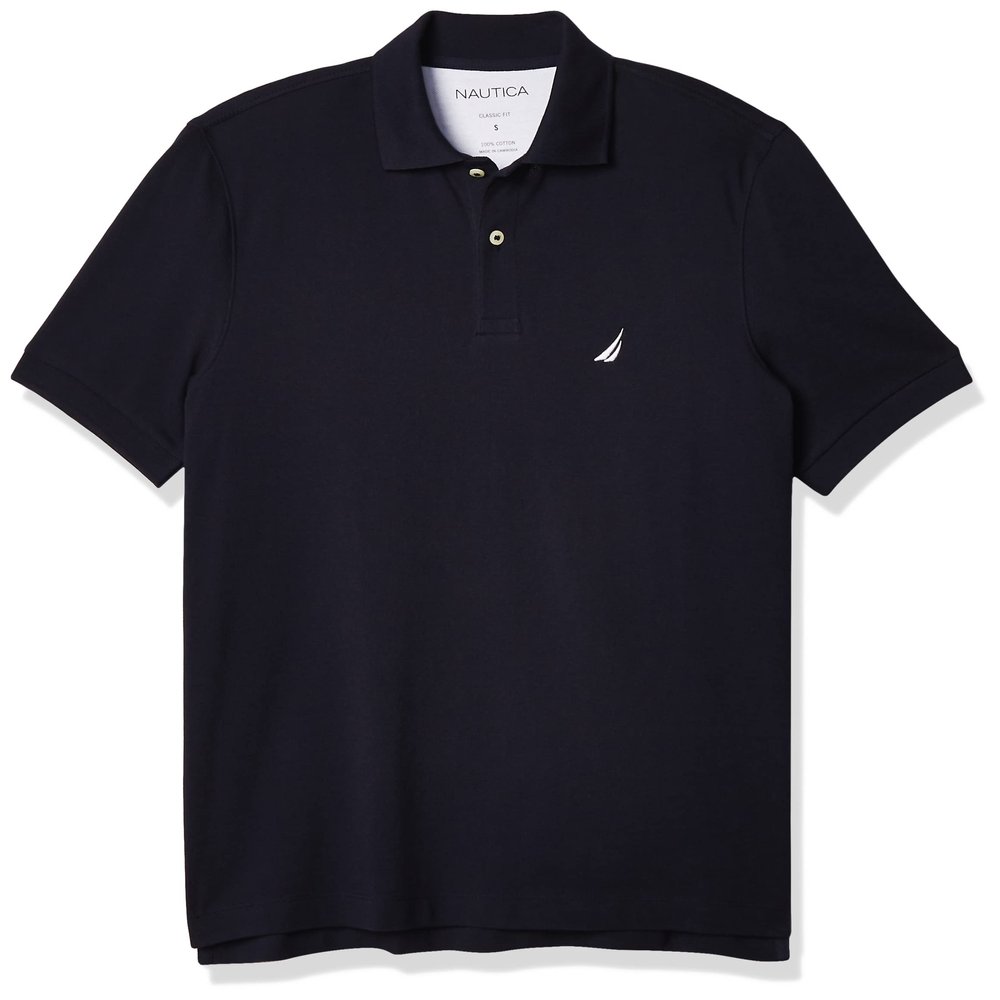 Nautica Men's Short Sleeve Solid Cotton Pique Polo Shirt (Medium, Navy 401)