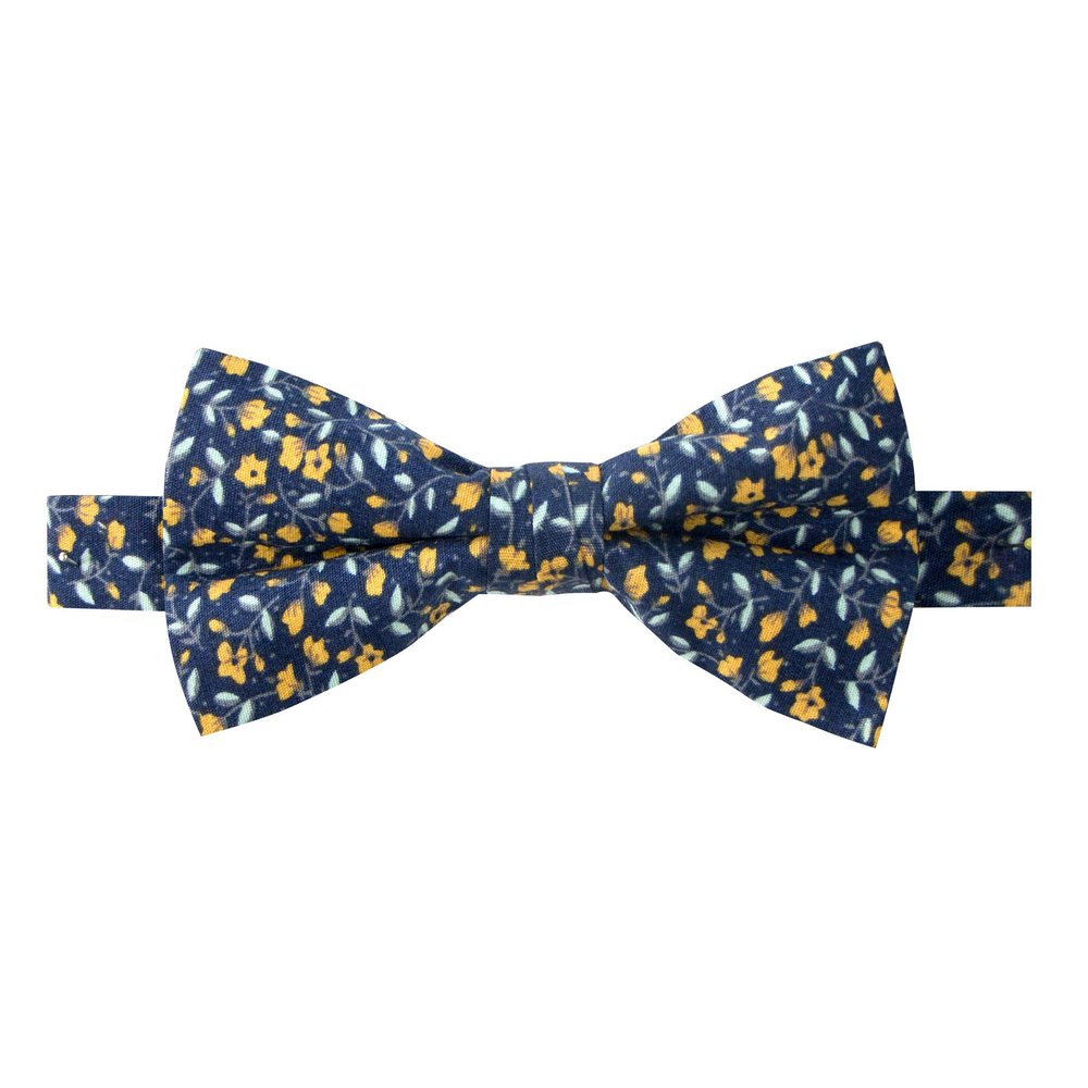 Spring Notion Men's Cotton Floral Print Bow Tie, 11-Navy