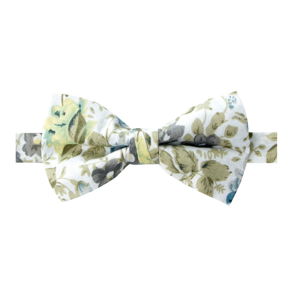 Spring Notion Men's Cotton Floral Print Bow Tie, 24-Yellow