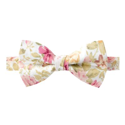 Spring Notion Men's Cotton Floral Print Bow Tie, 25-Peach