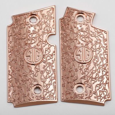Custom Metal Pistol Grips Scroll Design, Rose Gold Finish Compatible with P238