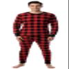 At The Buzzer Mens Printed Thermal Set 95966, Buffalo Plaid Red Black, Medium view 1