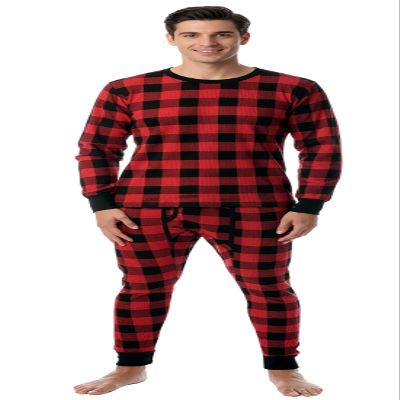 At The Buzzer Mens Printed Thermal Set 95966, Buffalo Plaid Red Black, X-Large