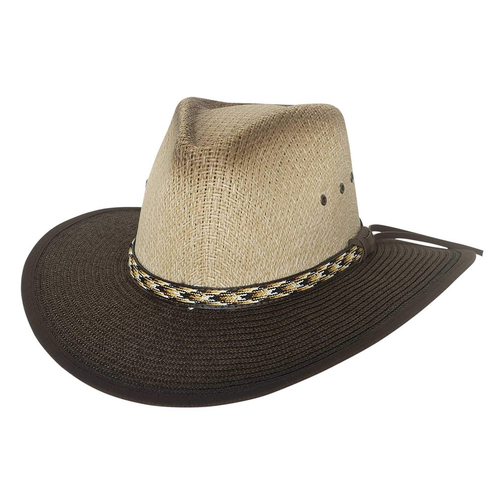 Outland by Monte Carlo Happy Valley Natural/Chocolate Straw hat (Medium)