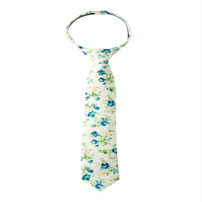 Spring Notion Boys' Cotton Floral Skinny Zipper Tie, Light Blue Large