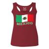 0038. Distressed Bandera Mexico Mexican Flag Coat of arms Mexicano 5 de Mayo Women's Tank Top Racerback (Maroon, Small)