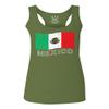 0038. Distressed Bandera Mexico Mexican Flag Coat of arms Mexicano 5 de Mayo Women's Tank Top Racerback (Olive, Medium)
