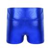 CHICTRY Kids Girls Metallic Shiny Stretch High Waisted Athletic Booty Dance Shorts Blue 7-8 view 2