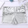 CHICTRY Kids Girls Metallic Shiny Stretch High Waisted Athletic Booty Dance Shorts Silver 8-10 view 4