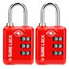 SURE LOCK TSA Approved 3 Digit Luggage Locks with Zinc Alloy Body and Hardened Steel Shackle to Lock Travel Suitcase (RED 2 Pack) view 1