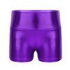CHICTRY Kids Girls Metallic Shiny Stretch High Waisted Athletic Booty Dance Shorts Purple 7-8 view 1