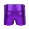 CHICTRY Kids Girls Metallic Shiny Stretch High Waisted Athletic Booty Dance Shorts Purple 7-8 view 3