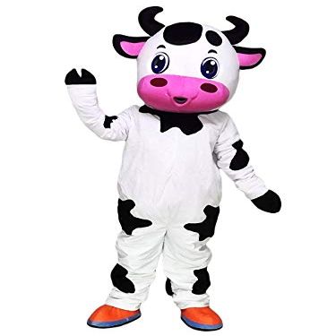 rushopn Cute Blue Eyes Cow Mascot Costume Halloween Costume Party school mascots