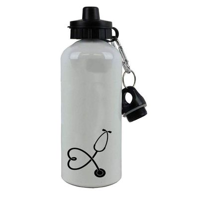 Personalized Custom Stethoscope Graduation - Add your School Name/Graduation Date - Aluminum White Finish 20 Ounce 600ML Sport Water Bottle, 2 Lids (Blue) (Black)
