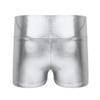 CHICTRY Kids Girls Metallic Shiny Stretch High Waisted Athletic Booty Dance Shorts Silver 5-6 view 3