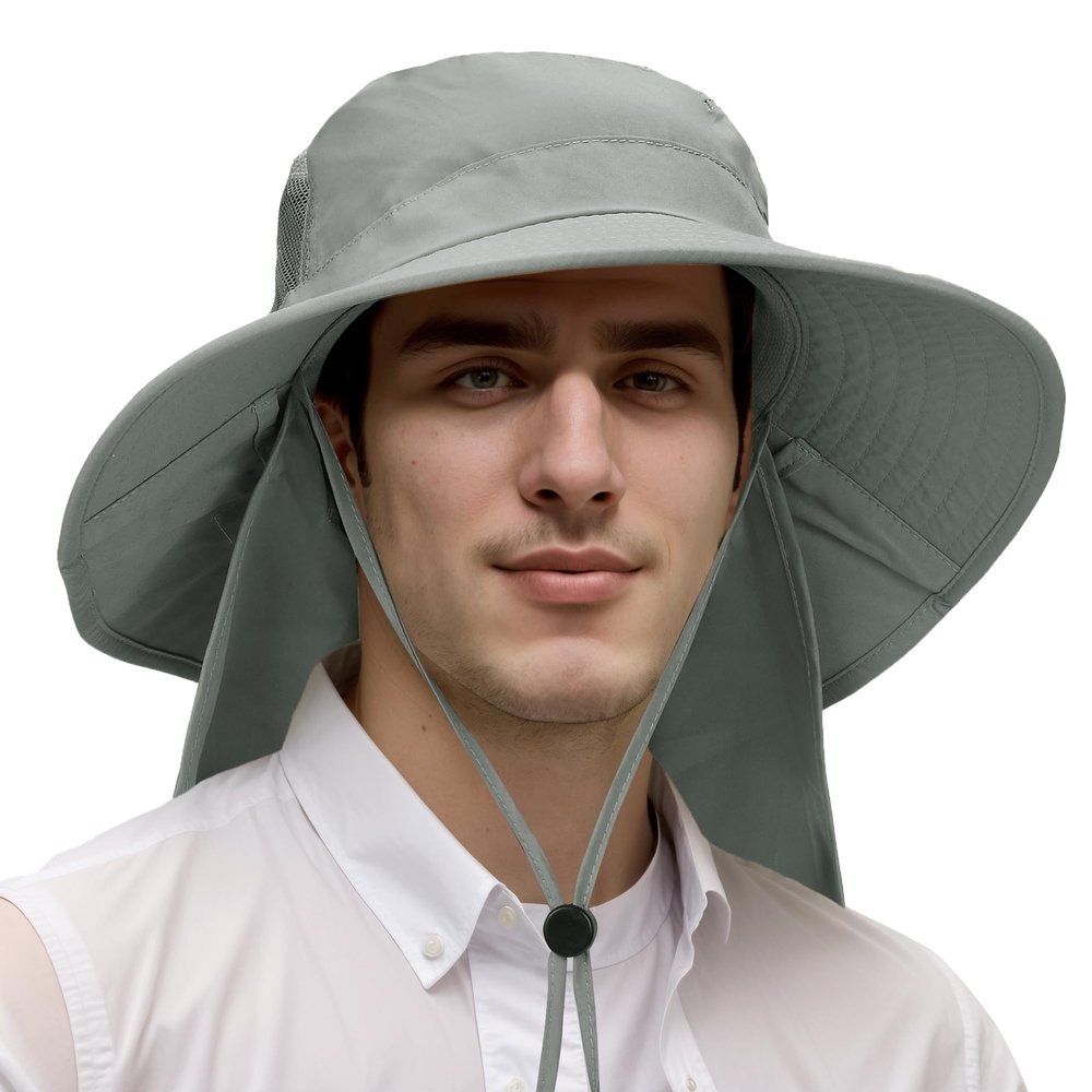 Catalonia Sun Hat for Men,Outdoor Wide Brim Hat with Neck Flap Cover for Fishing Hiking Safari Gardening