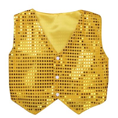 Agoky Kids Boys Glittery Sequined Vest Jacket Shiny Waistcoat for Prom Dance Stage Performance Gold 7-8