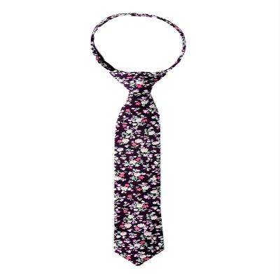 Spring Notion Boys' Cotton Floral Skinny Zipper Tie, Purple Small