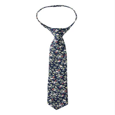 Spring Notion Boys' Cotton Floral Skinny Zipper Tie, Navy Medium