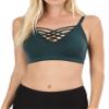 Women & Plus Front V-Lattice Bralette with Adjustable Straps and Removable Bra Pads Hunter Green view 1