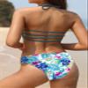 SHEKINI Women's Strappy Halter Bikini Set Floral Printed Two Piece Swimsuits Ruched Bathing Suits (Forest Green,X-Large) view 2