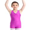 FEESHOW Kids Girls Strappy Back Gymnastics Tank Leotard Unitard Biketard for Athletic Sports Dancing or Swimming Neckline Cross Rose Red 5-6 view 1