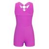 FEESHOW Kids Girls Strappy Back Gymnastics Tank Leotard Unitard Biketard for Athletic Sports Dancing or Swimming Neckline Cross Rose Red 5-6 view 3